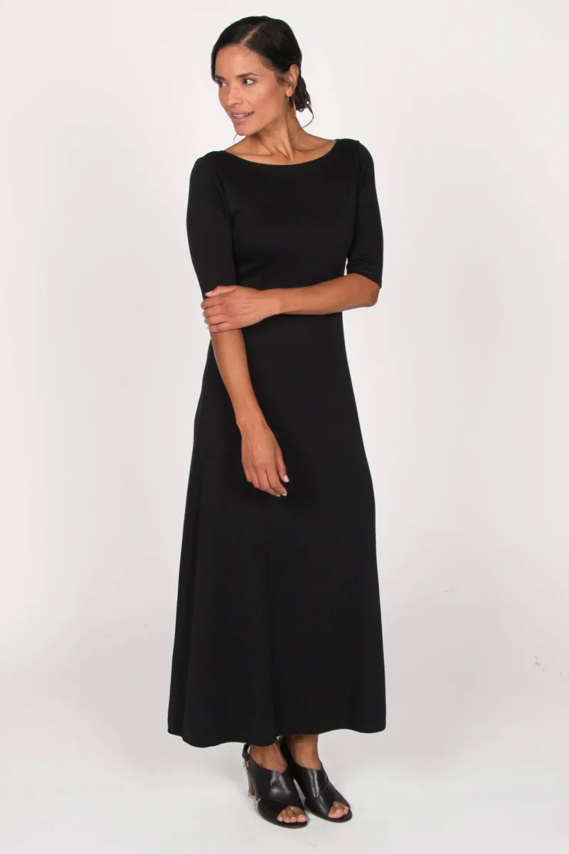 Elbow Sleeve Boatneck Dress 11