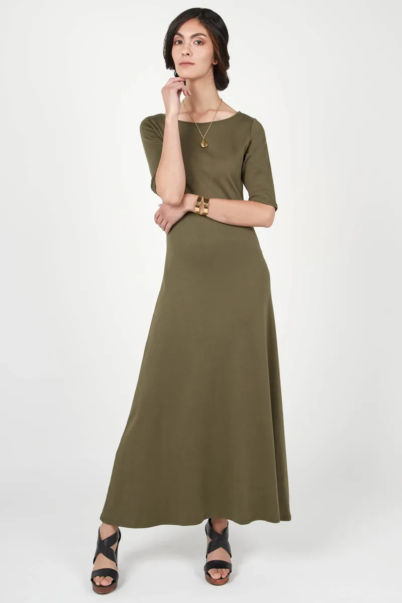 Elbow Sleeve Boatneck Dress 7