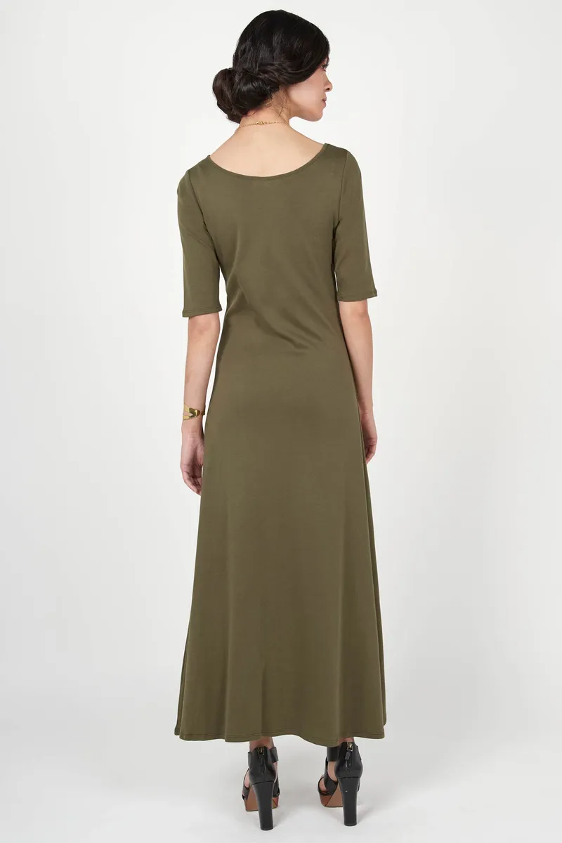 Elbow Sleeve Boatneck Dress 8