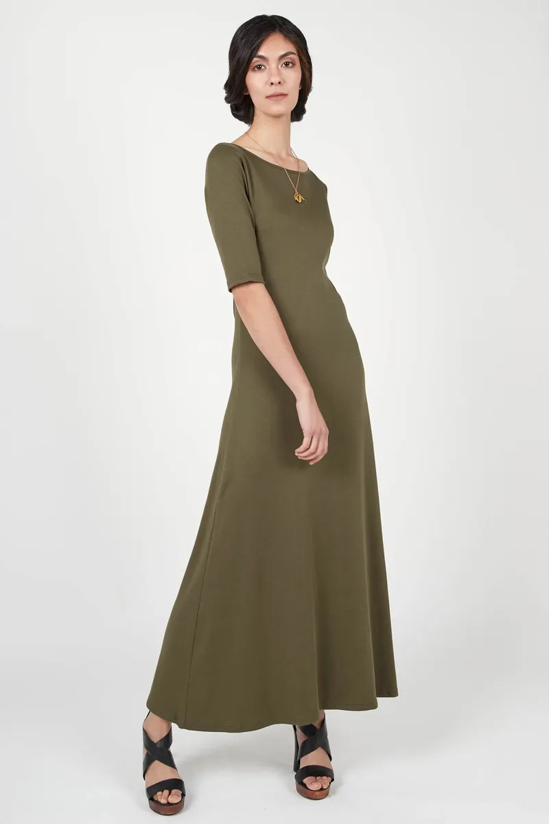 Elbow Sleeve Boatneck Dress 9