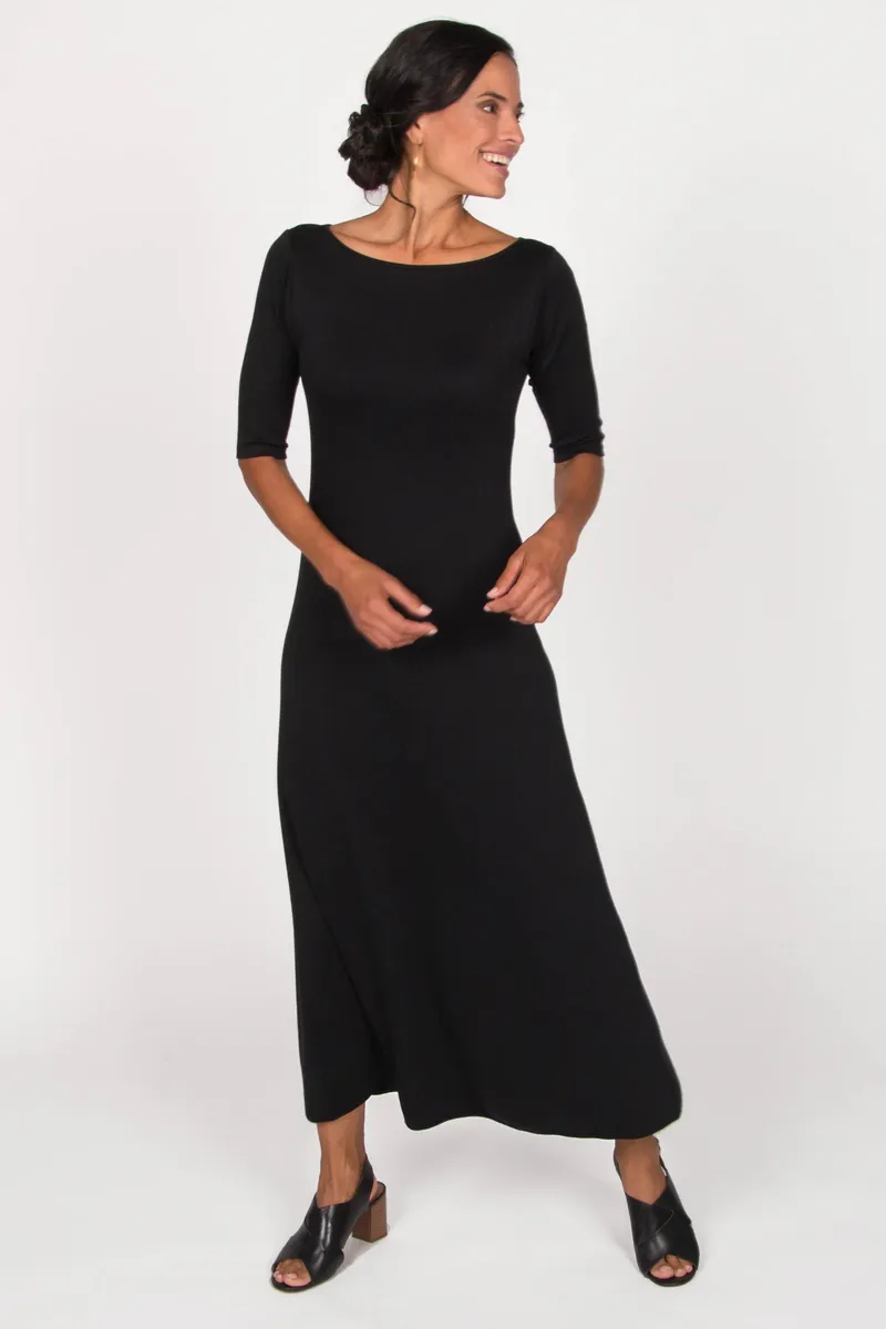 Elbow Sleeve Boatneck Dress 10