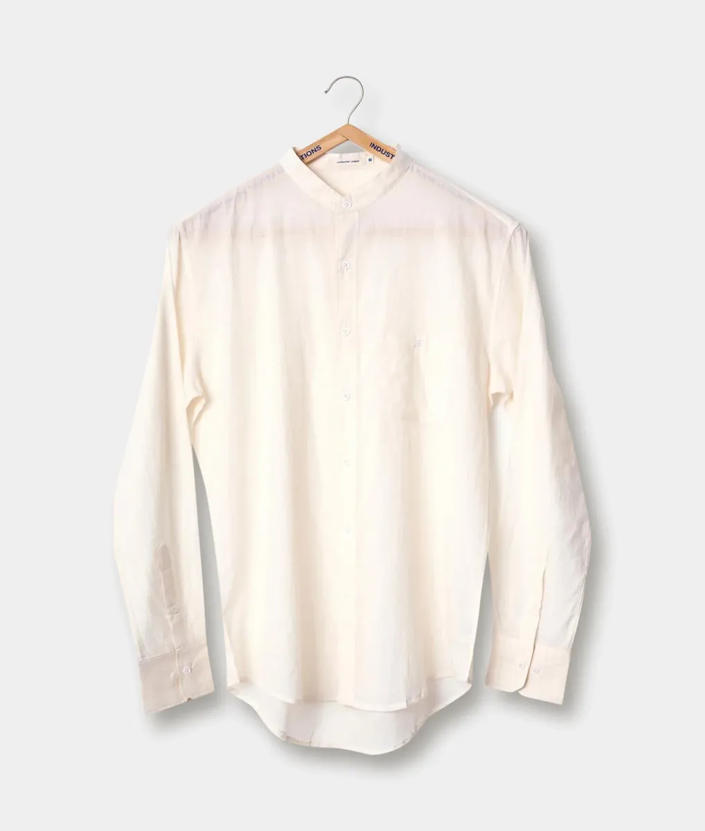 Band Collar Madras Shirt - LS - Lightweight