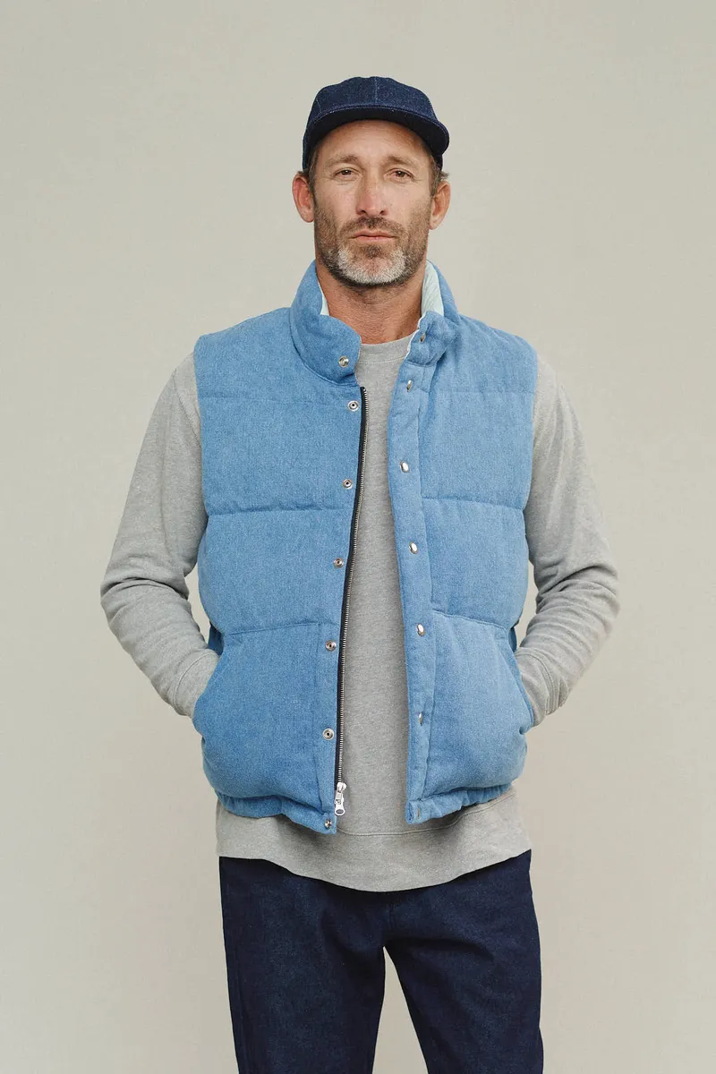 Hemp Denim Vest with Recycled Down 2