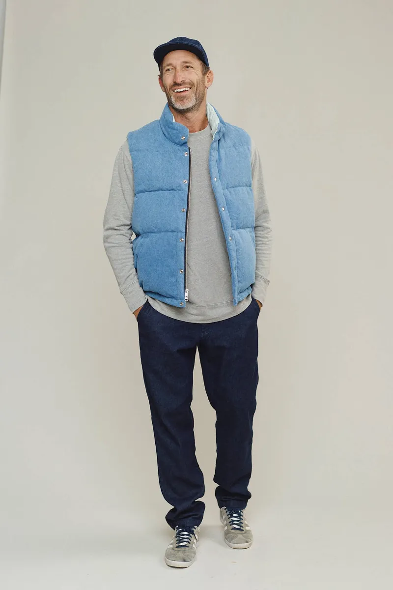 Hemp Denim Vest with Recycled Down 4