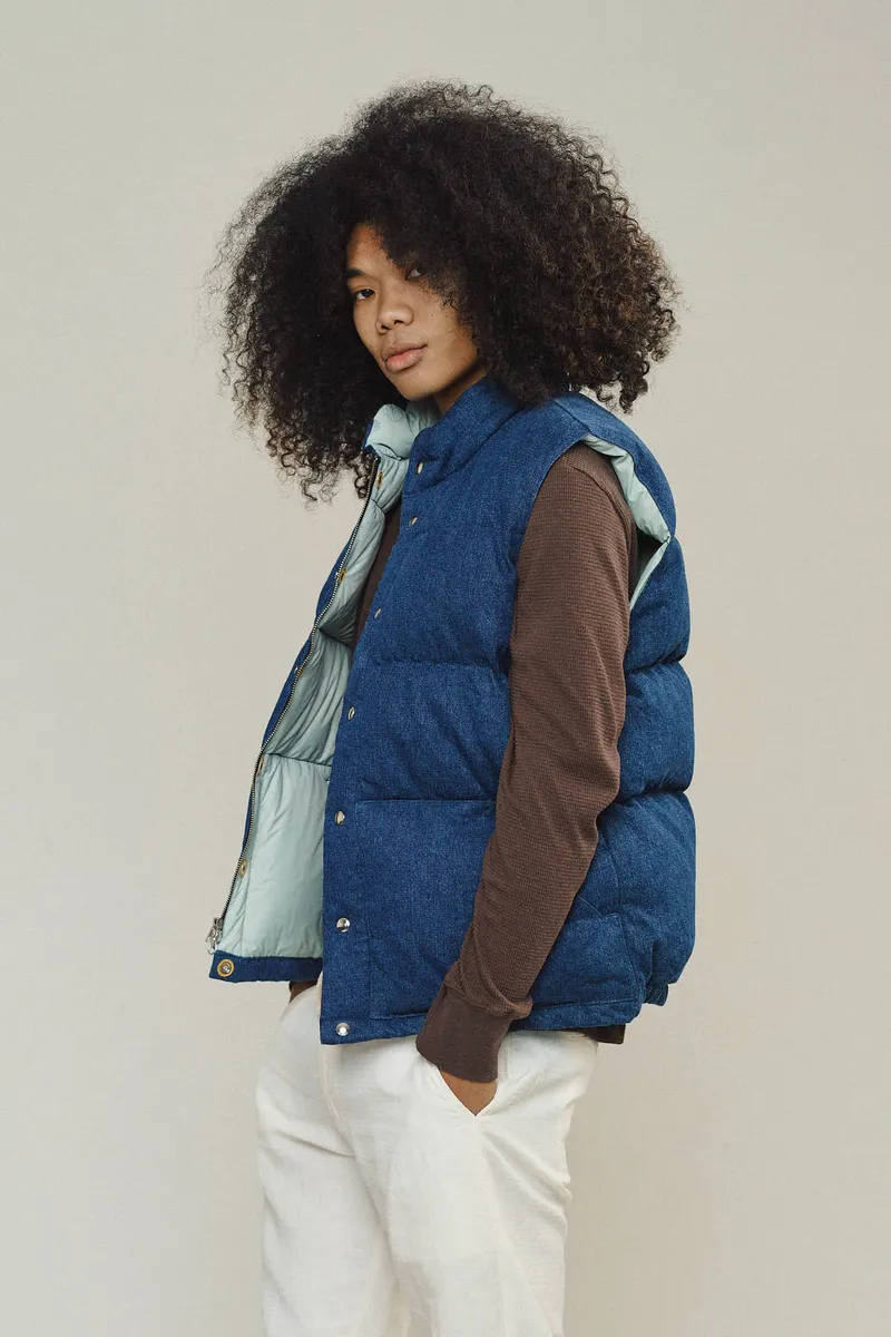 Hemp Denim Vest with Recycled Down 5