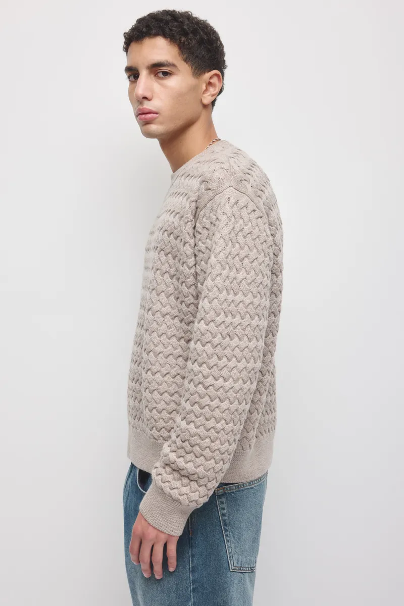 Men's Basket Stitch Sweater in Teak 3
