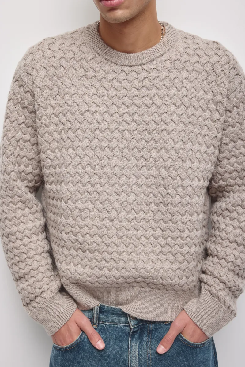 Men's Basket Stitch Sweater in Teak 4