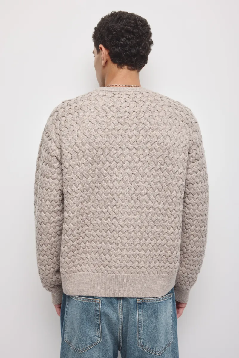 Men's Basket Stitch Sweater in Teak 5