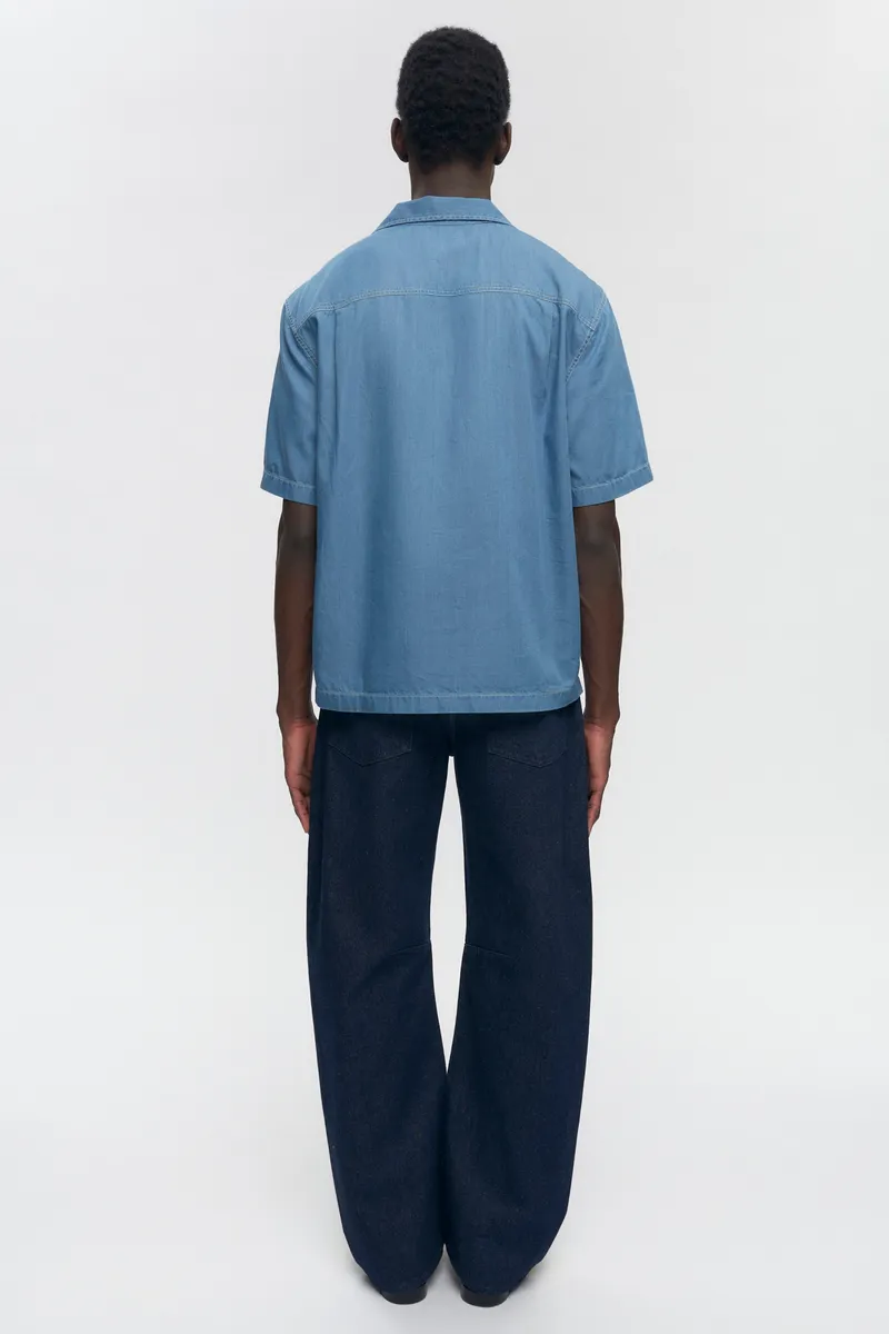 Men's Chambray Camp Shirt in Light Wash 5