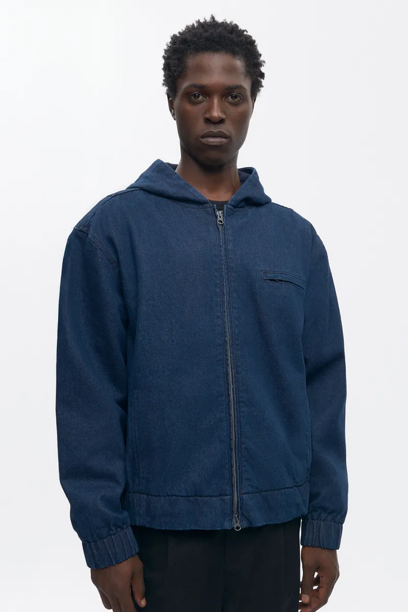 Men's Denim Hooded Jacket in Rinse