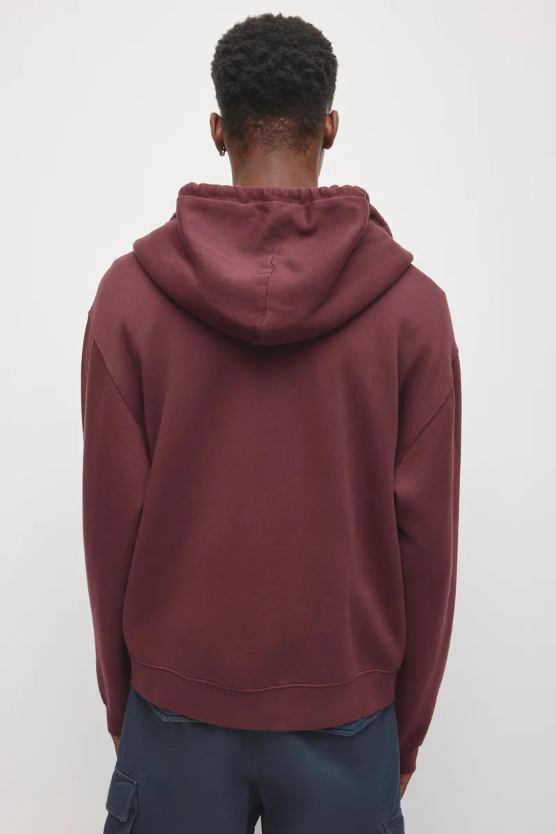 Men's Essential Short Full Zip Hoodie in Chocolate Plum/Birch 4
