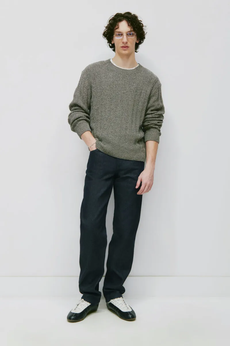 Men's Fine Merino Crewneck Sweater in Black 8