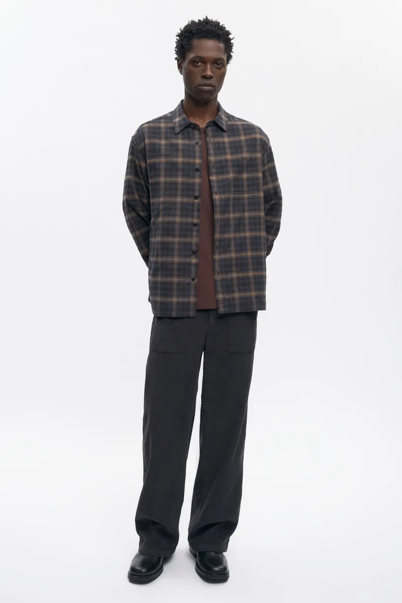 Men's Flannel Shirt in Brown Plaid 2