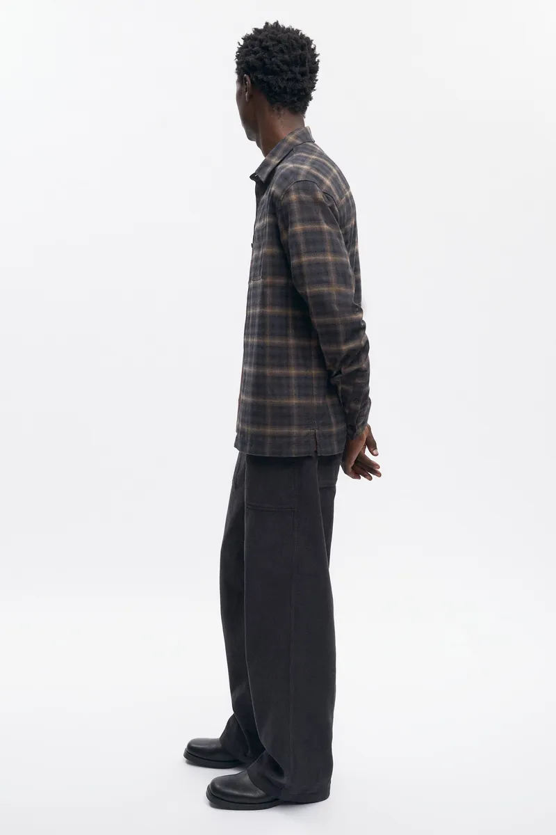 Men's Flannel Shirt in Brown Plaid 5