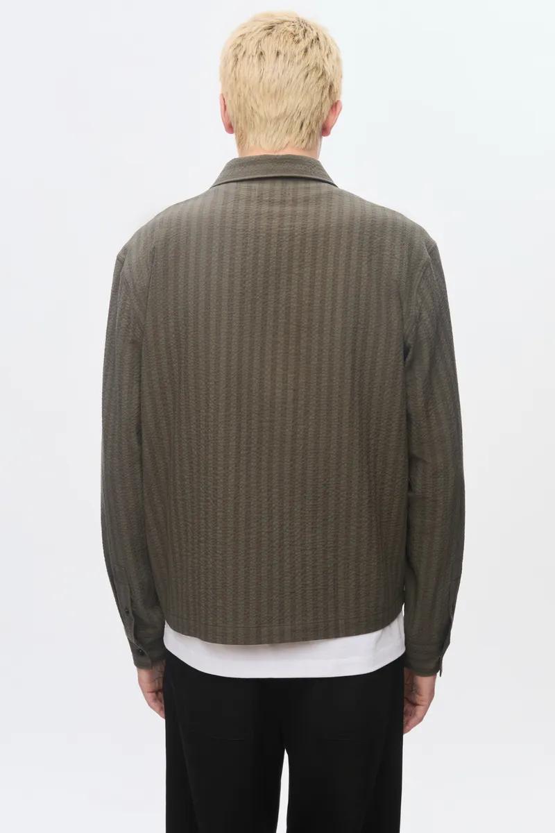 Men's Full Zip Shirt in Brown/Olive 4