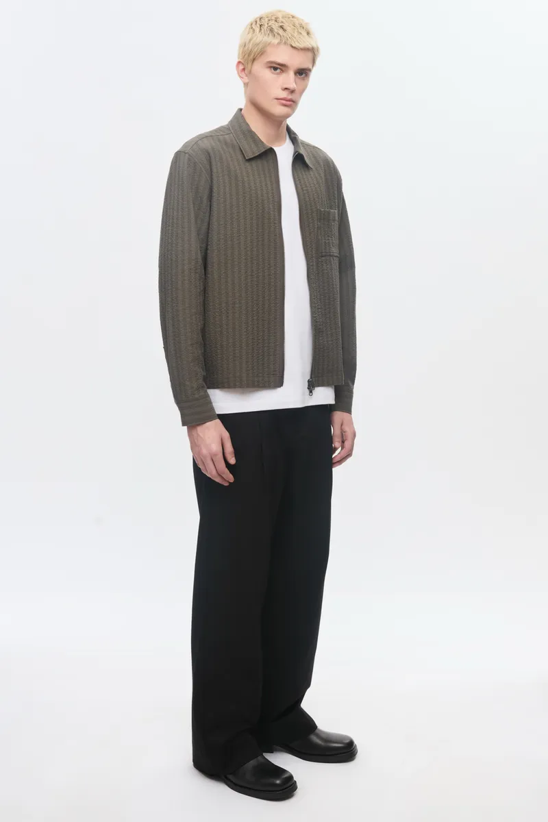 Men's Full Zip Shirt in Brown/Olive 5