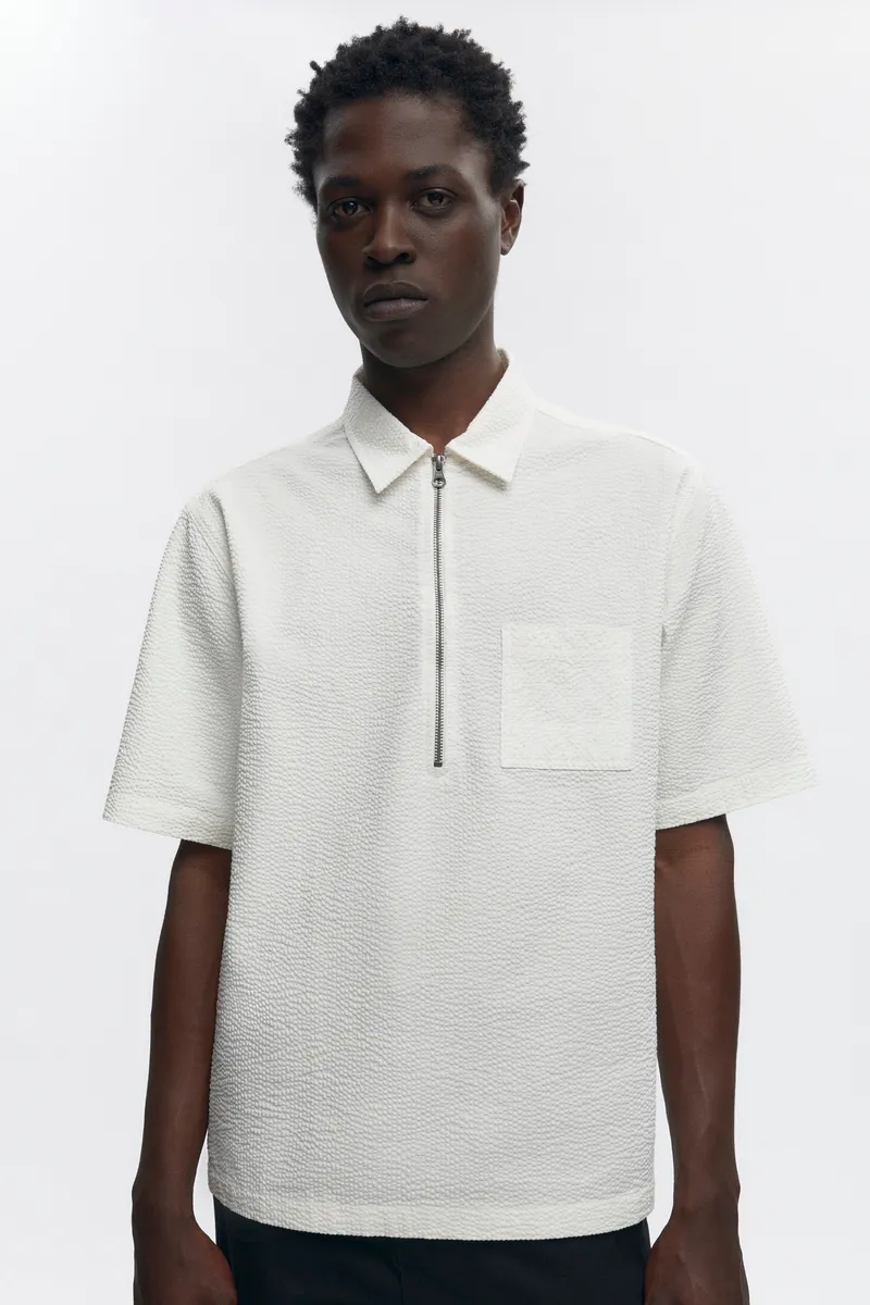 Men's Half Zip Shirt in Marshmallow