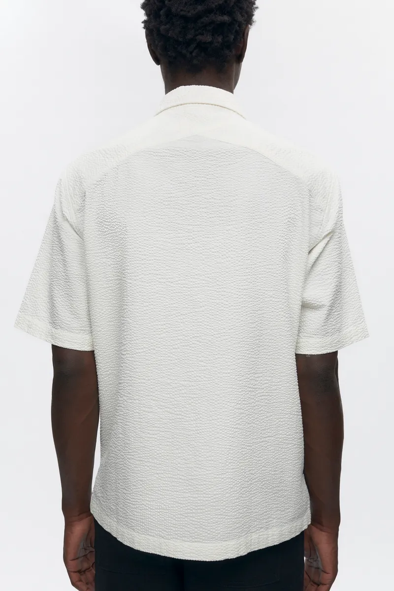Men's Half Zip Shirt in Marshmallow 2