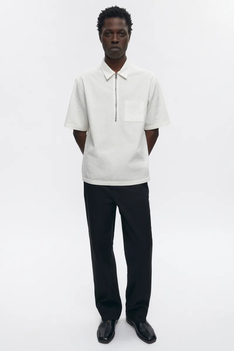 Men's Half Zip Shirt in Marshmallow 3
