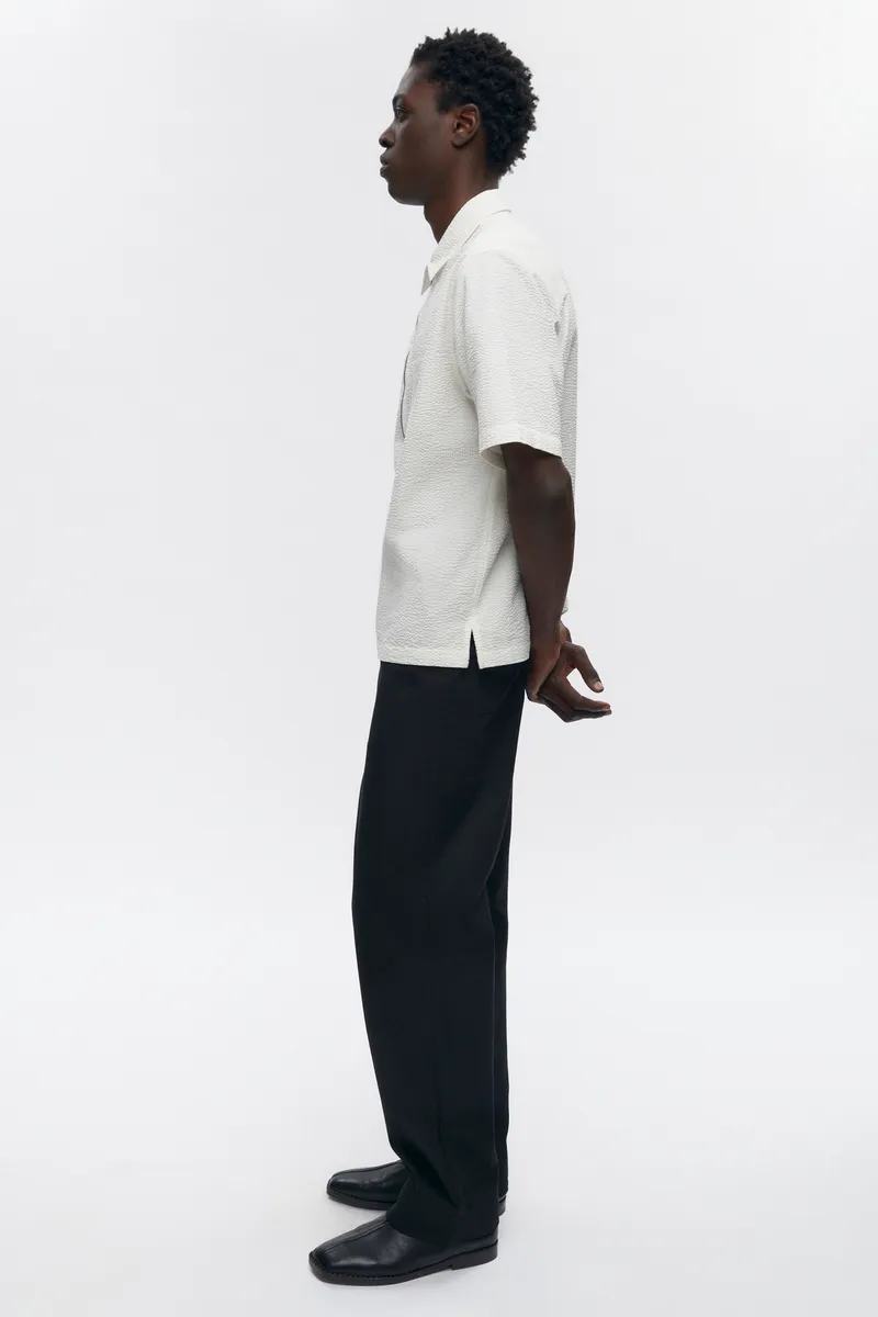 Men's Half Zip Shirt in Marshmallow 4