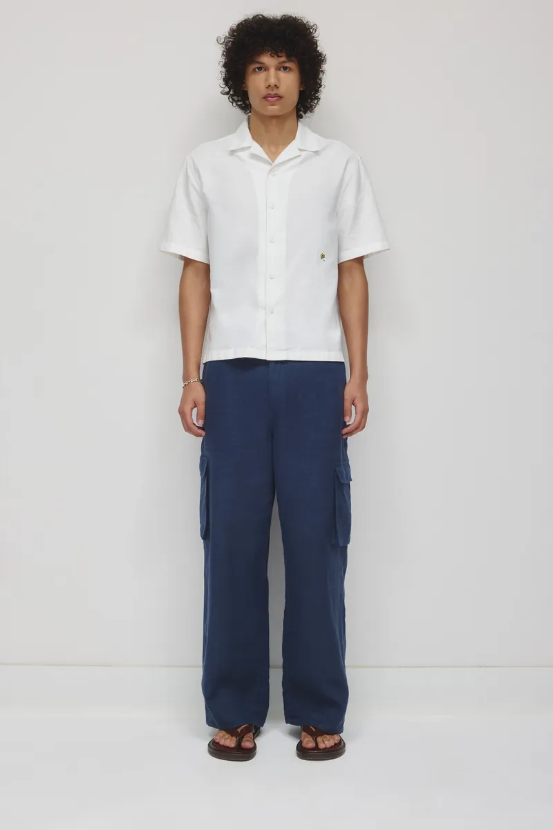 Men's Oxford Camp Shirt in White 2