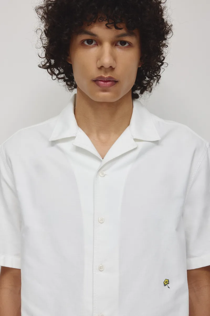 Men's Oxford Camp Shirt in White 5