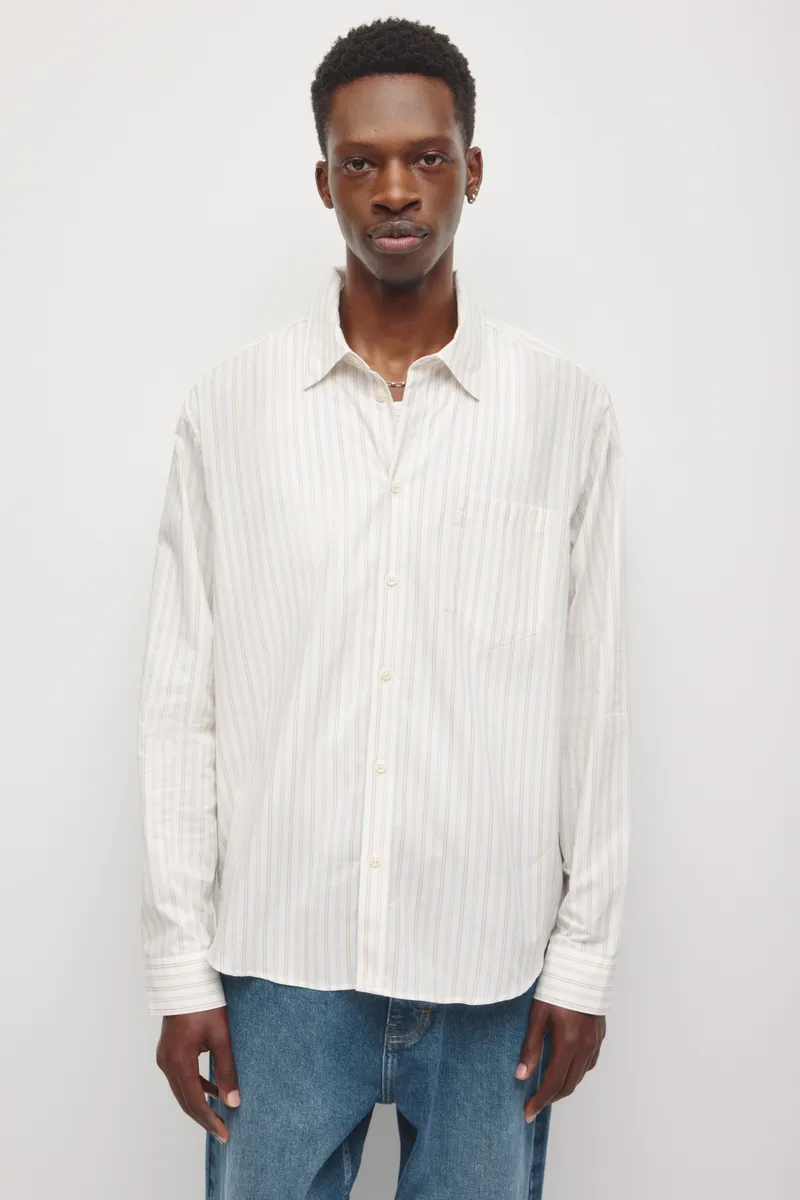Men's Relaxed Stripe Shirt in Birch/Winter Sky Stripe 2