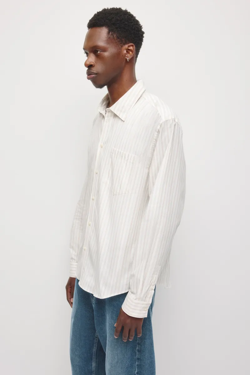 Men's Relaxed Stripe Shirt in Birch/Winter Sky Stripe 3
