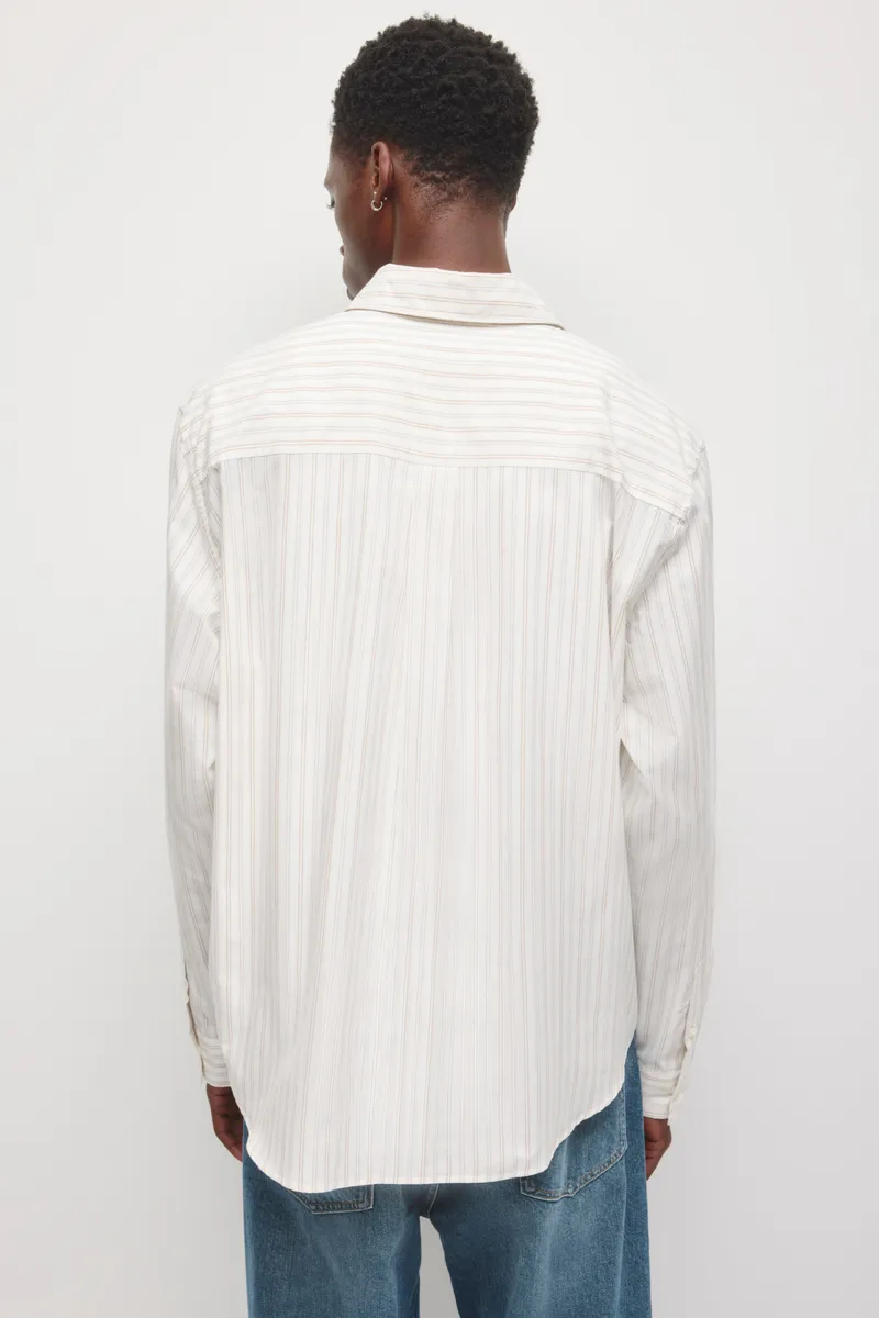 Men's Relaxed Stripe Shirt in Birch/Winter Sky Stripe 4