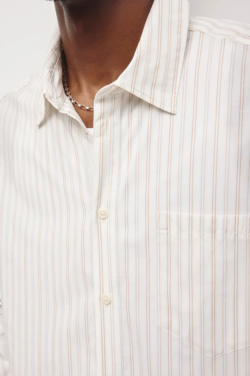 Men's Relaxed Stripe Shirt in Birch/Winter Sky Stripe 5