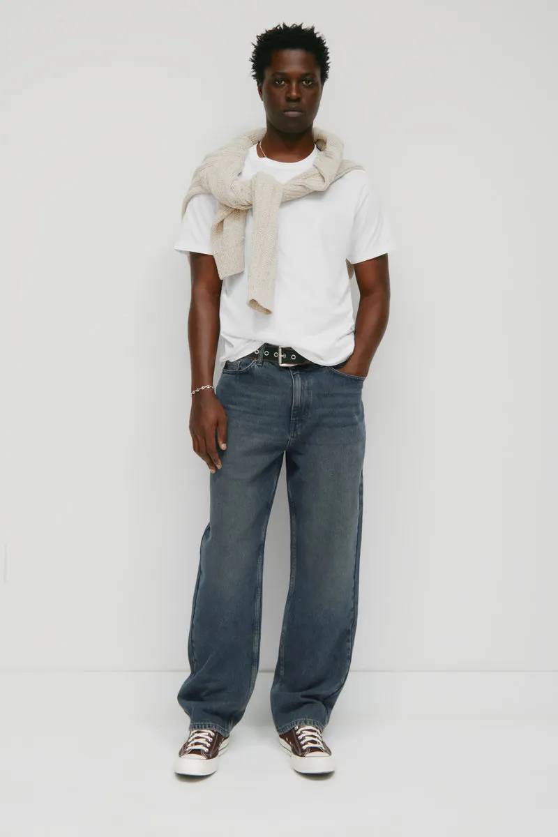 Men's Relaxed Stripe Shirt in Birch/Winter Sky Stripe 7