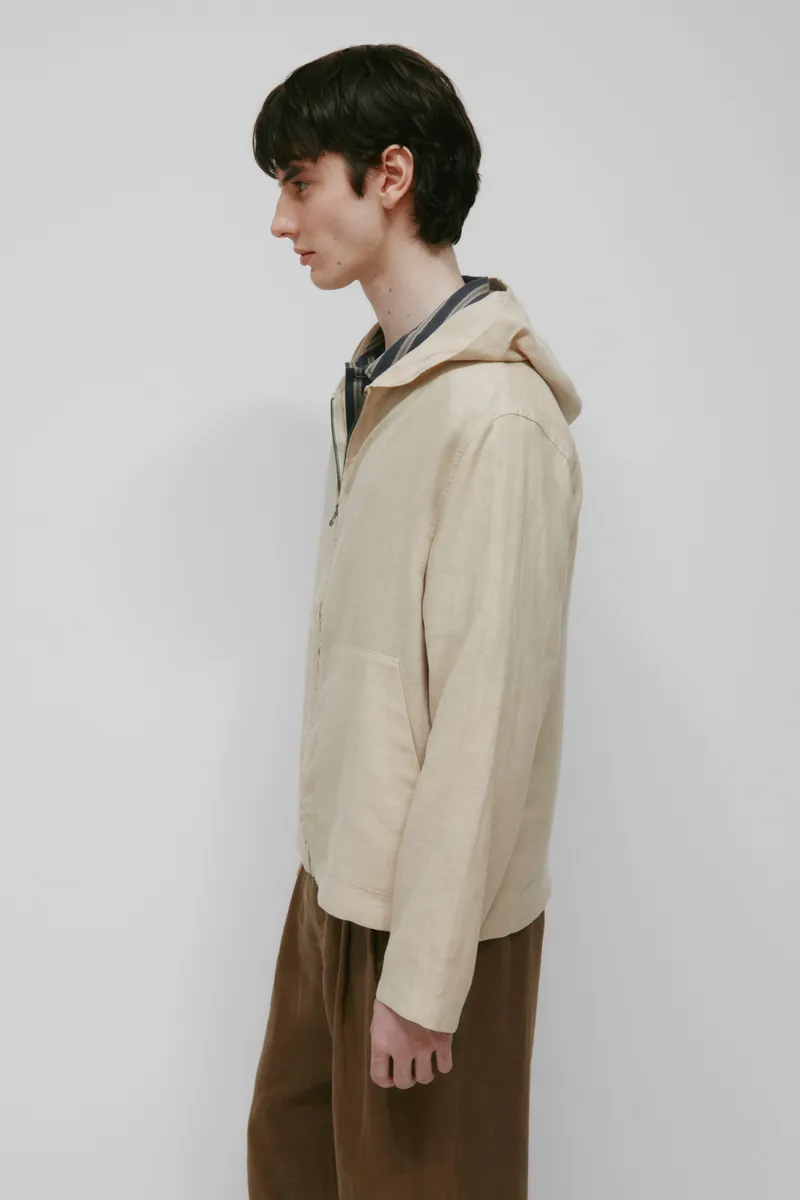 Men's Sila Linen Hoodie in Stone 4