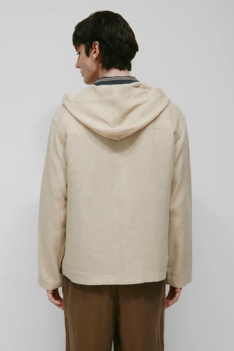 Men's Sila Linen Hoodie in Stone 5