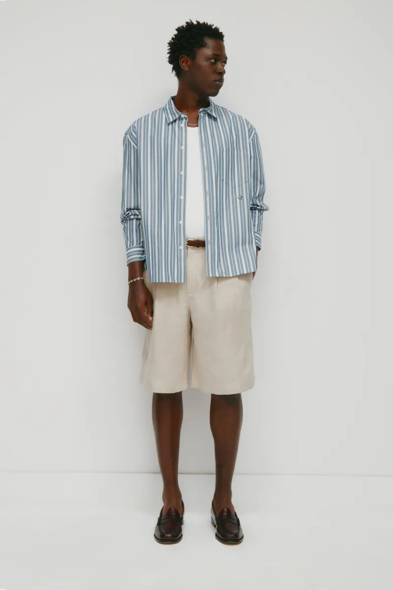 Men's Sila Linen Short in Stone