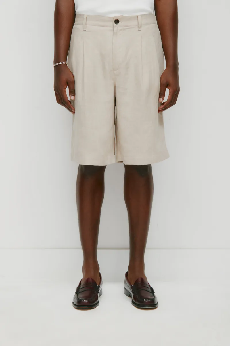 Men's Sila Linen Short in Stone 2