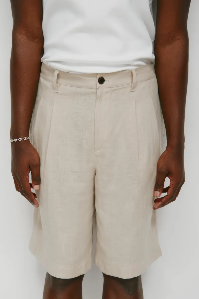 Men's Sila Linen Short in Stone 5