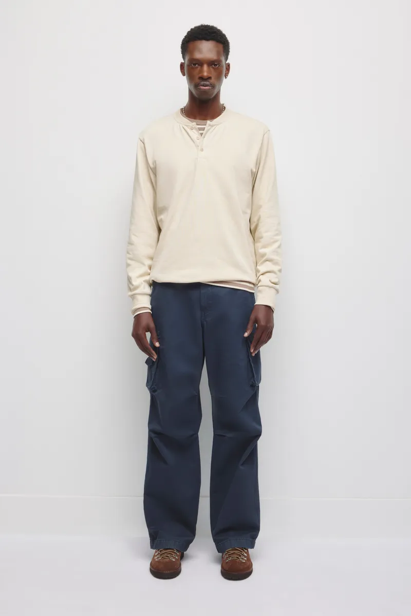 Men's Slub Henley in Birch 2