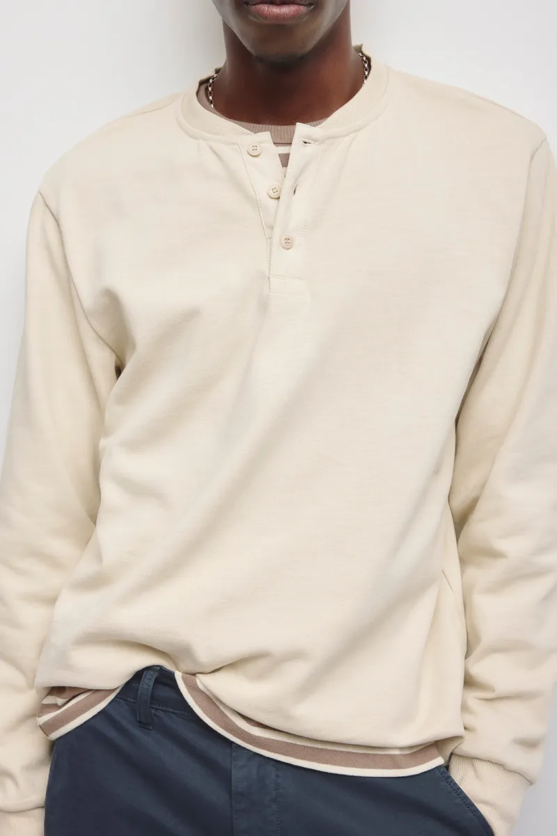 Men's Slub Henley in Birch 5
