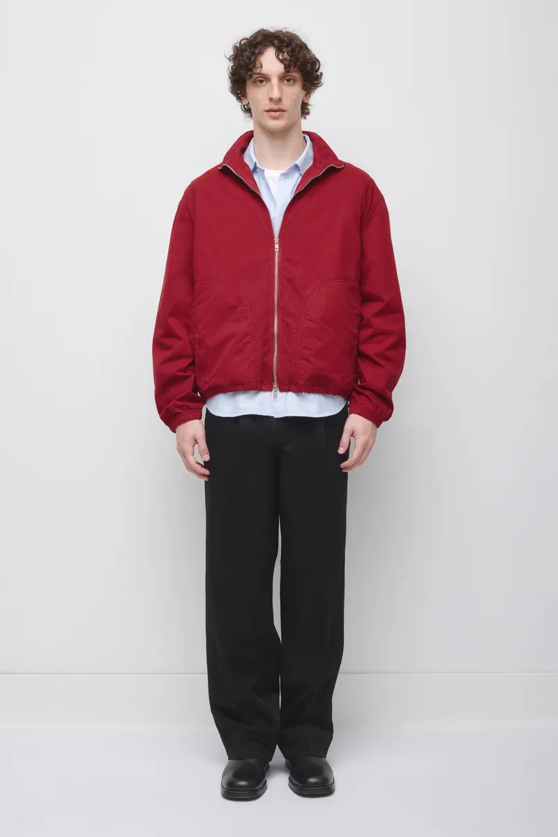 Men's Stand Collar Jacket in Carmine