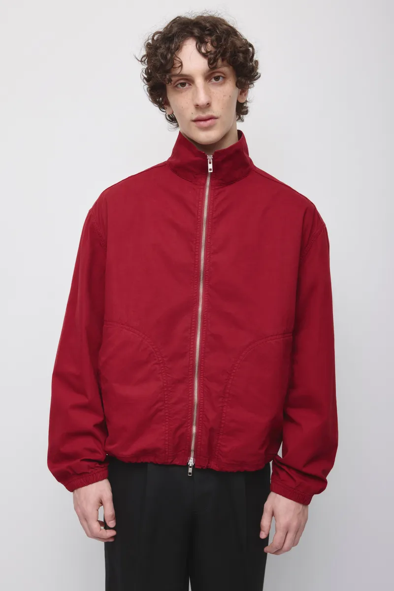 Men's Stand Collar Jacket in Carmine 2