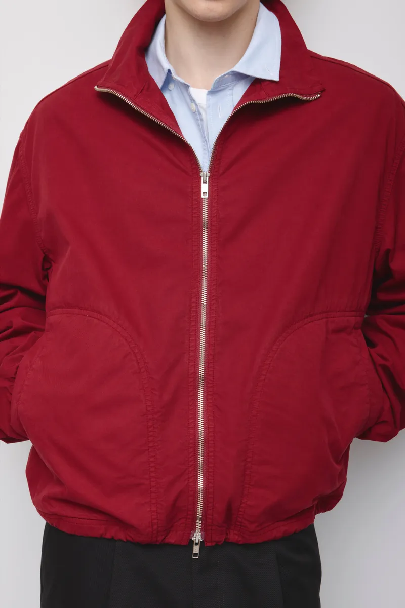 Men's Stand Collar Jacket in Carmine 5