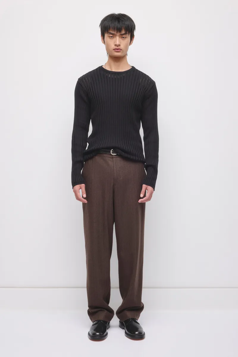 Men's Zalam Open Rib Longsleeve in Black 2