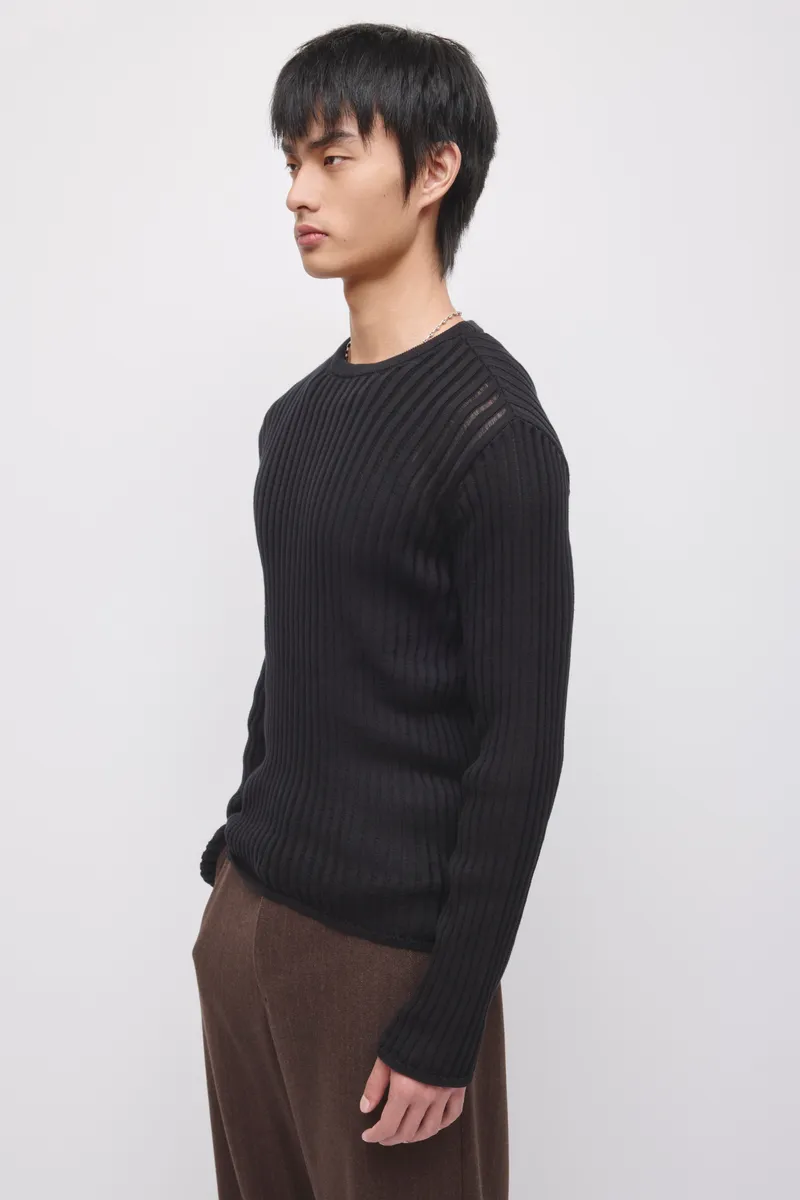 Men's Zalam Open Rib Longsleeve in Black 3
