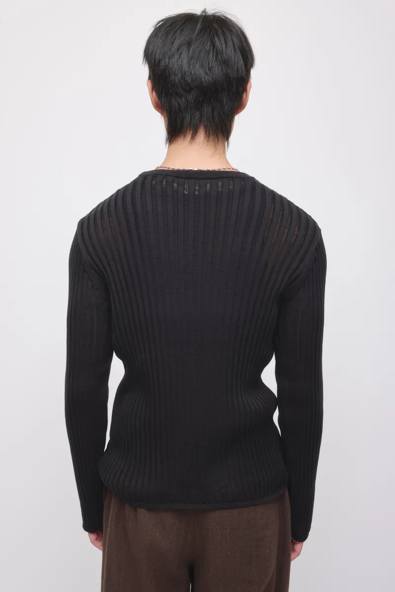 Men's Zalam Open Rib Longsleeve in Black 4