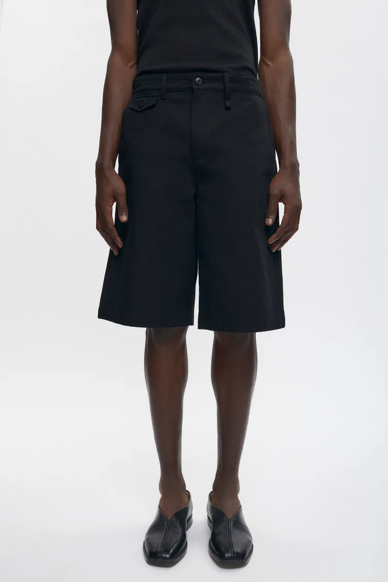 Twill Bermuda Shorts in Black 2