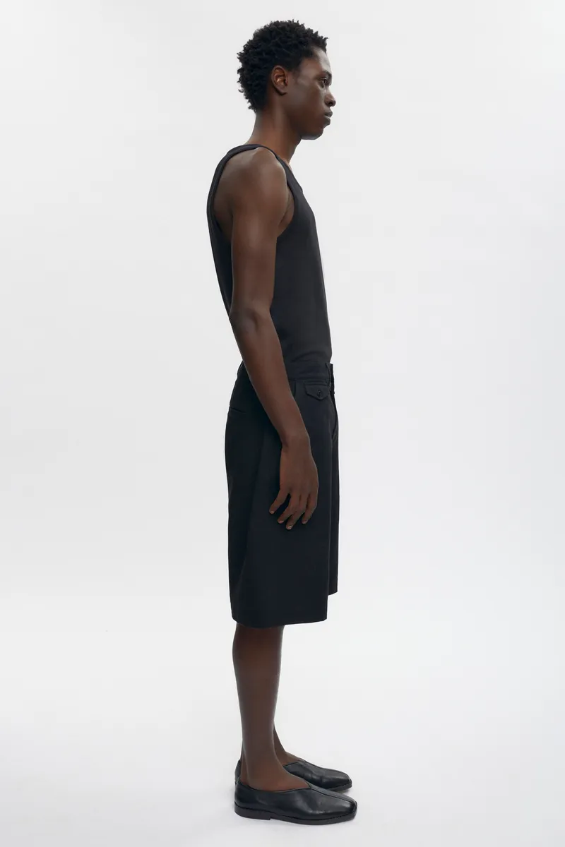 Twill Bermuda Shorts in Black 4