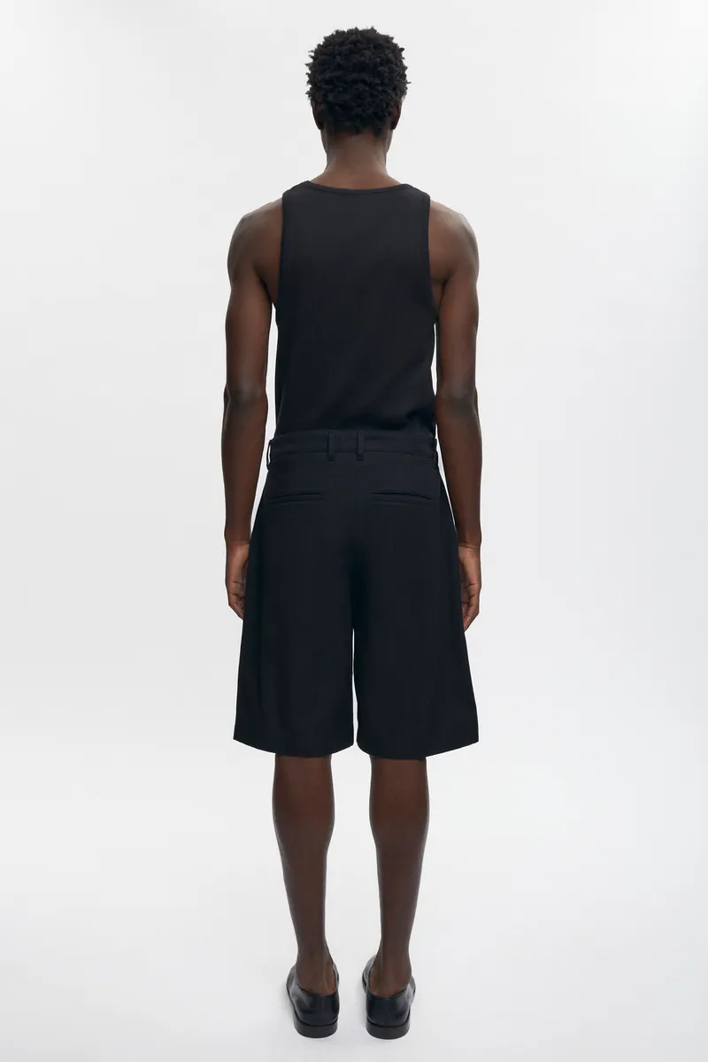 Twill Bermuda Shorts in Black 5