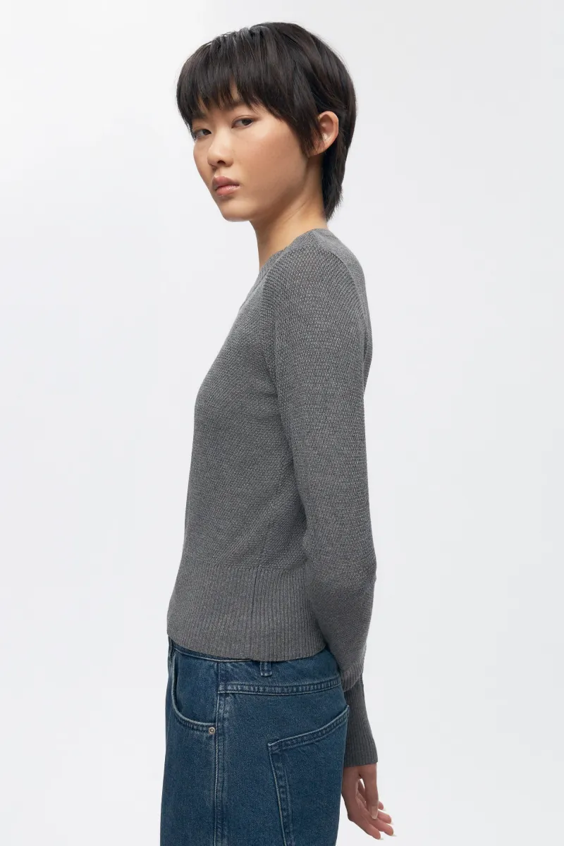 Women's Mesh Rib Longsleeve in Charcoal 3