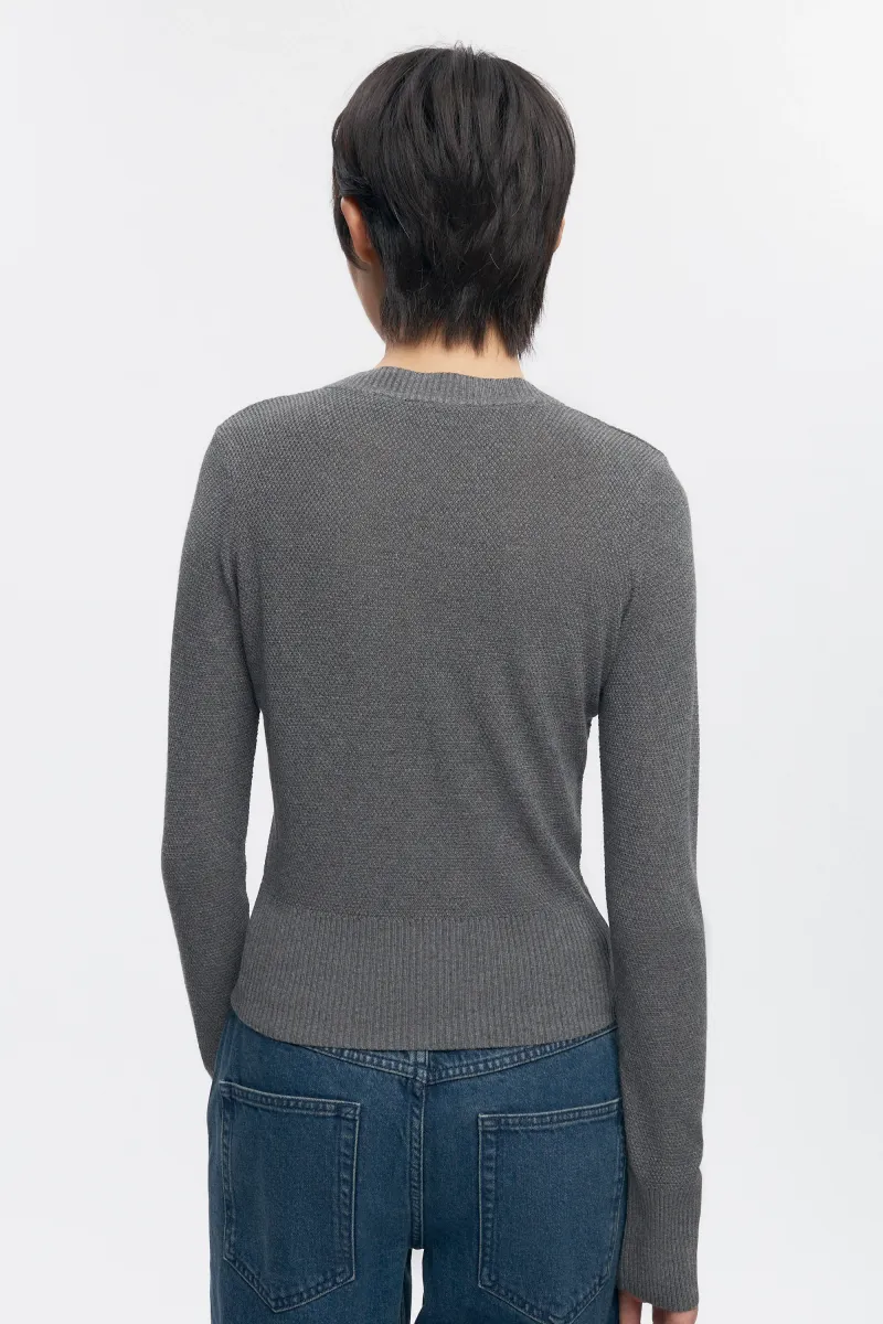 Women's Mesh Rib Longsleeve in Charcoal 4