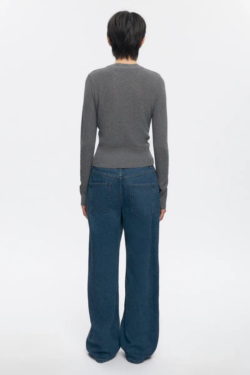 Women's Mesh Rib Longsleeve in Charcoal 6